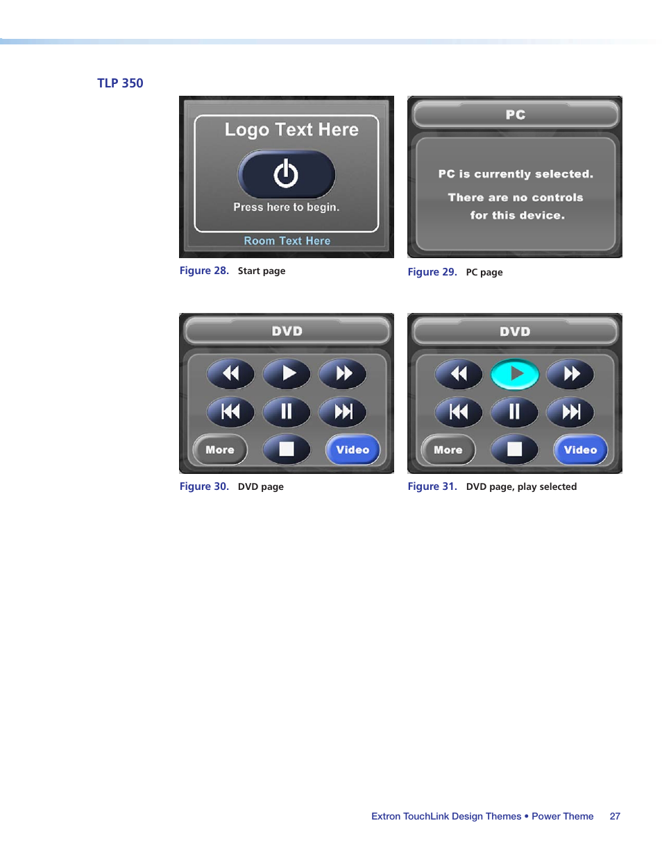 Tlp 350, Figures 29, Figures | Figure 28, Figure 31 | Extron Electronics Extron TouchLink User Manual | Page 31 / 78