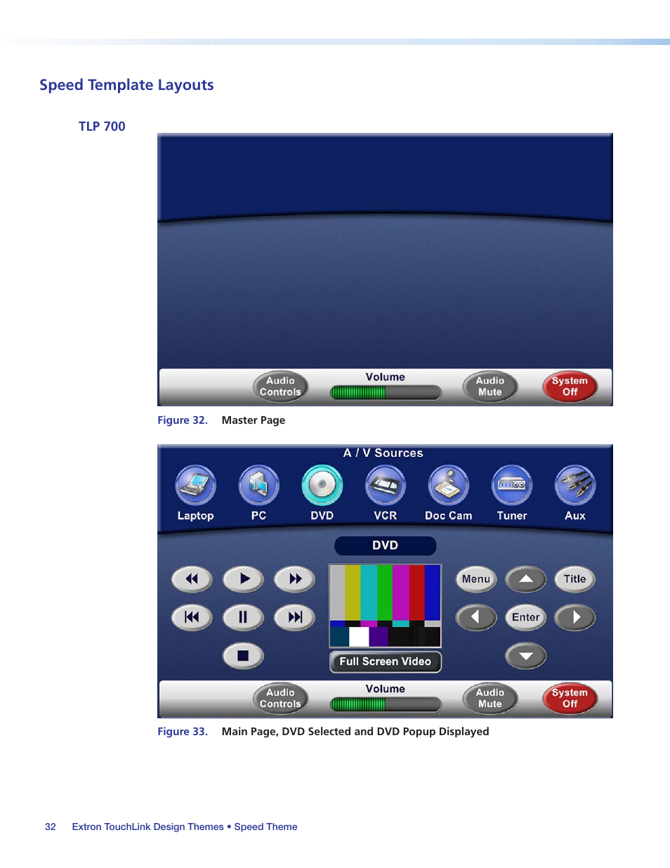 Speed template layouts, Tlp 700, Figure 33 | Extron Electronics Extron TouchLink User Manual | Page 36 / 78