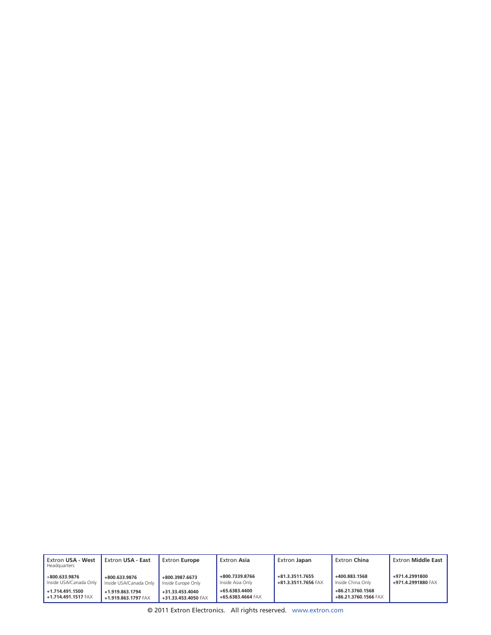 Contact information | Extron Electronics Extron TouchLink User Manual | Page 78 / 78