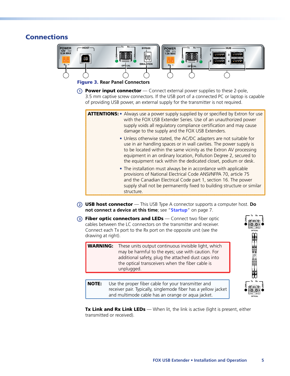 Connections, Figure 3. rear panel connectors | Extron Electronics FOX USB Extender User Guide User Manual | Page 11 / 19