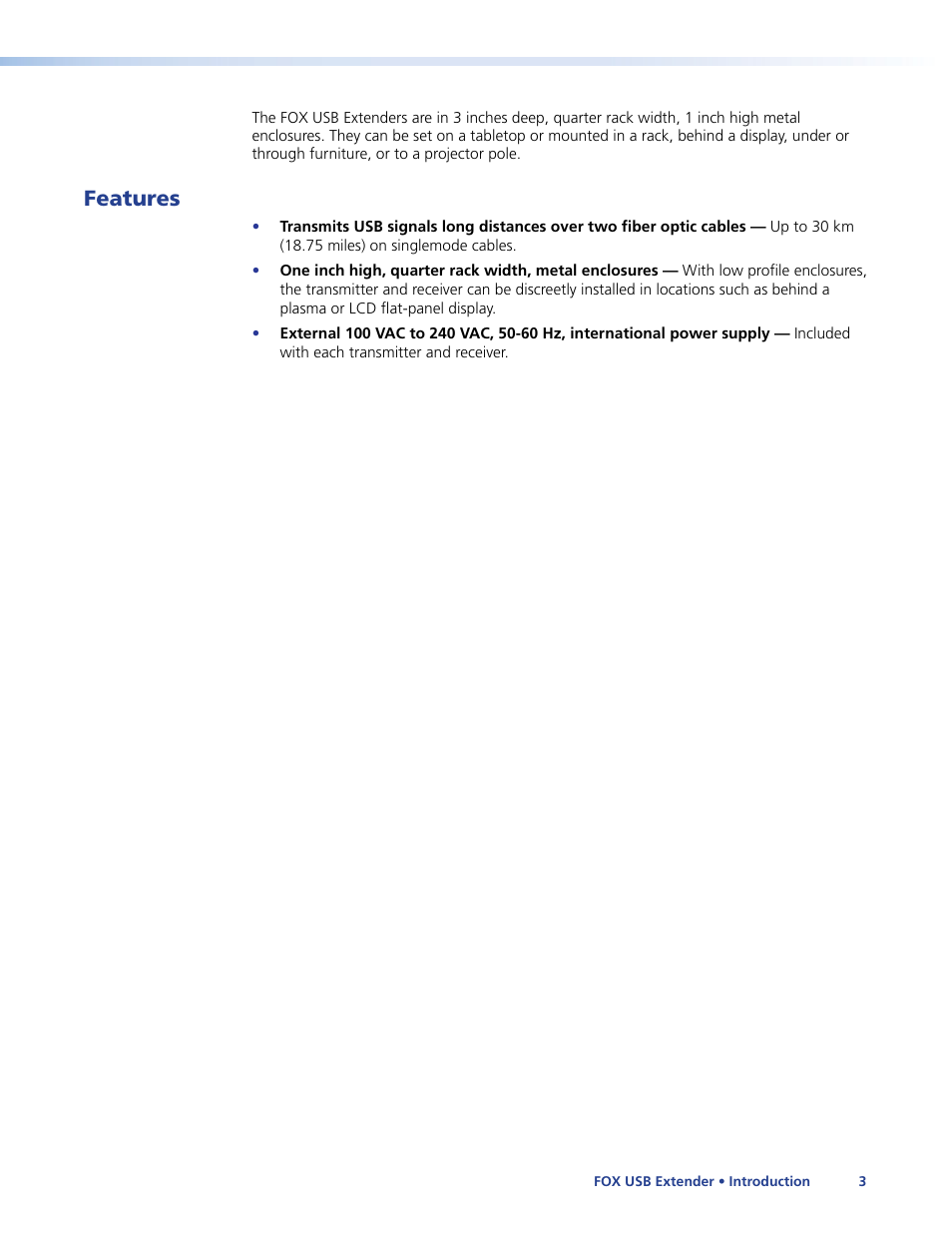 Features | Extron Electronics FOX USB Extender User Guide User Manual | Page 9 / 19