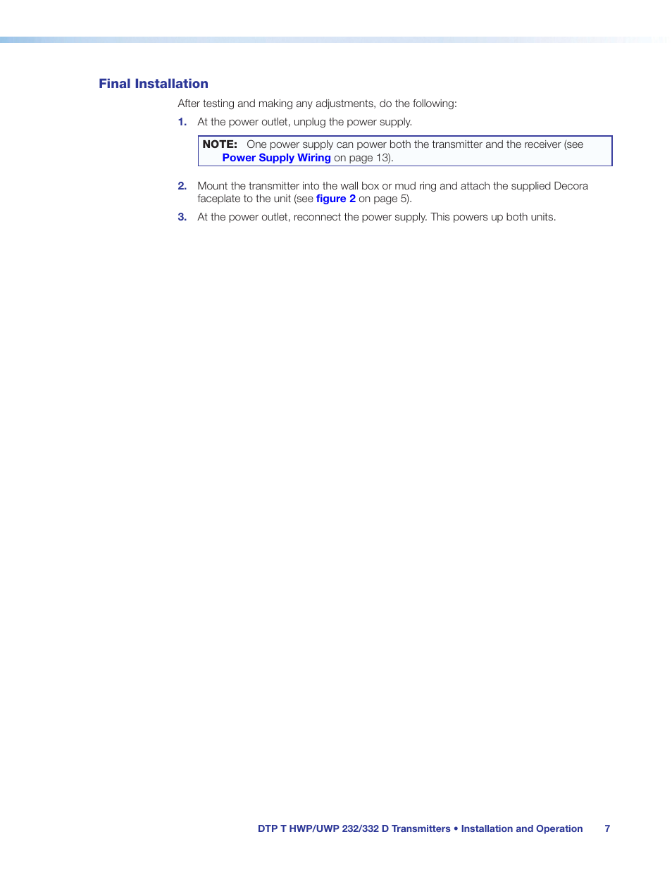 Final installation | Extron Electronics DTP T UWP 232_332 D User Guide User Manual | Page 13 / 31