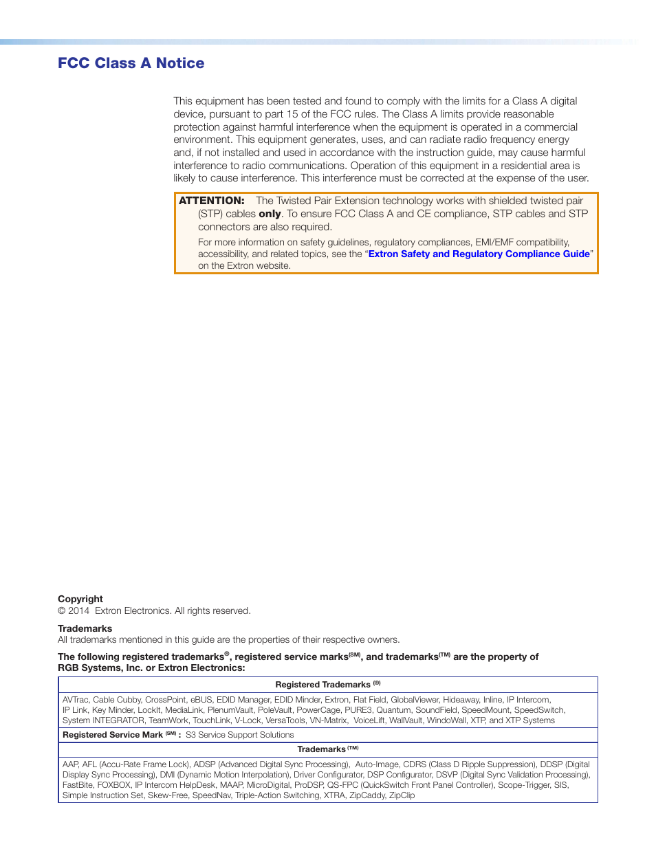 Fcc class a notice | Extron Electronics DTP T UWP 232_332 D User Guide User Manual | Page 3 / 31