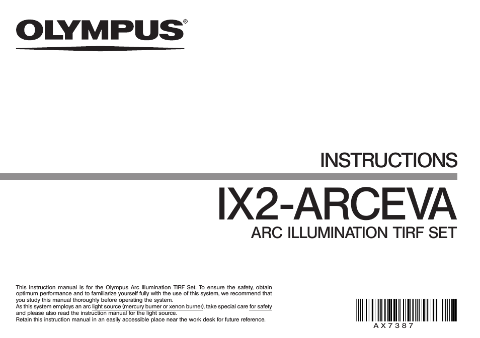 Olympus IX2-ARCEVA User Manual | 20 pages