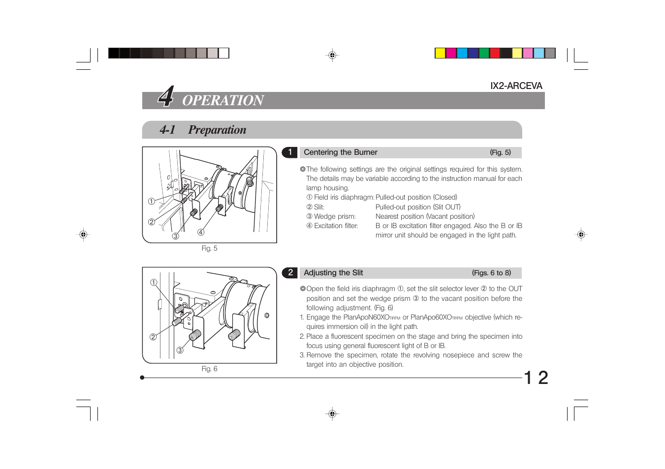 Operation, 1 preparation | Olympus IX2-ARCEVA User Manual | Page 15 / 20