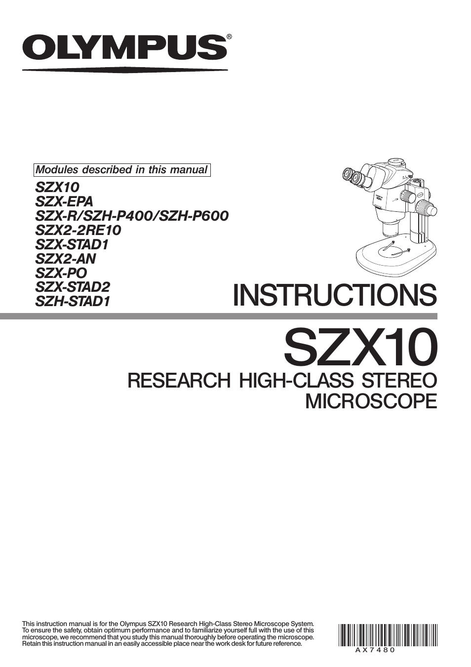 Olympus SZX10 User Manual | 36 pages