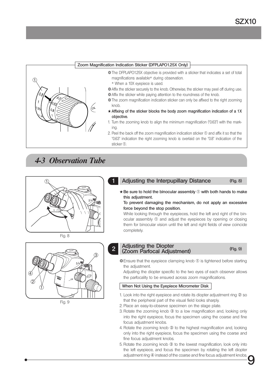 3 observation tube, Szx10 | Olympus SZX10 User Manual | Page 13 / 36