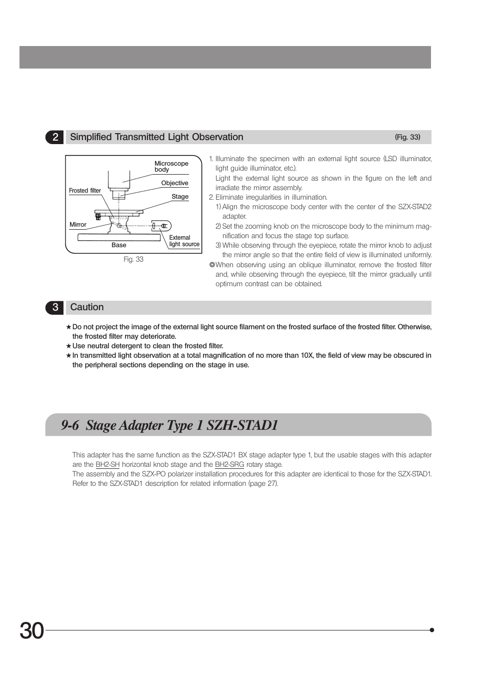6 stage adapter type 1 szh-stad1 | Olympus SZX10 User Manual | Page 34 / 36
