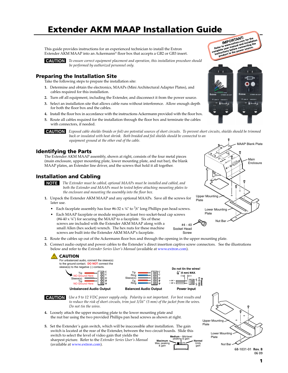 Extron Electronics Extender AKM MAAP User Manual | 2 pages