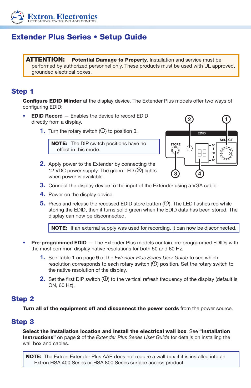 Extron Electronics Extender Plus Series Setup Guide User Manual | 2 pages