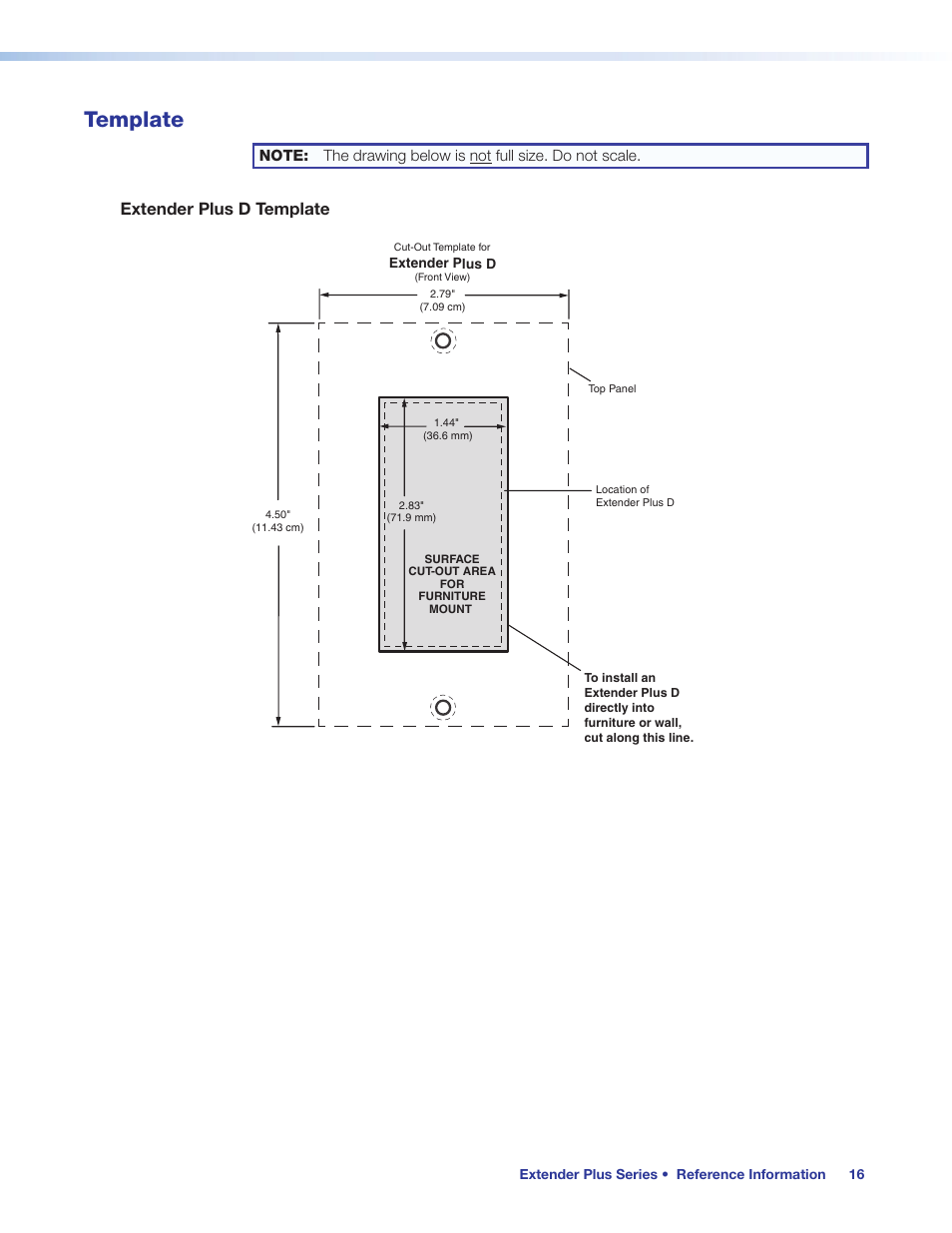 Template, Extender plus d template | Extron Electronics Extender Plus Series User Guide User Manual | Page 22 / 23