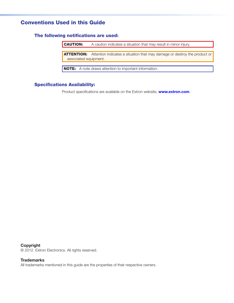 Conventions used in this guide | Extron Electronics Extender Plus Series User Guide User Manual | Page 3 / 23