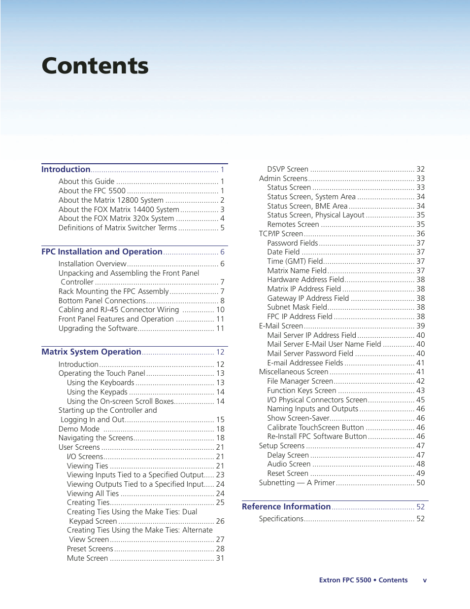 Extron Electronics FPC 5500 User Manual | Page 5 / 59