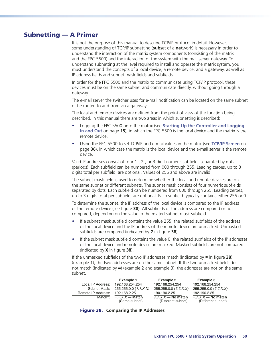 Subnetting — a primer, Reference information, E subnetting. see | Extron Electronics FPC 5500 User Manual | Page 56 / 59