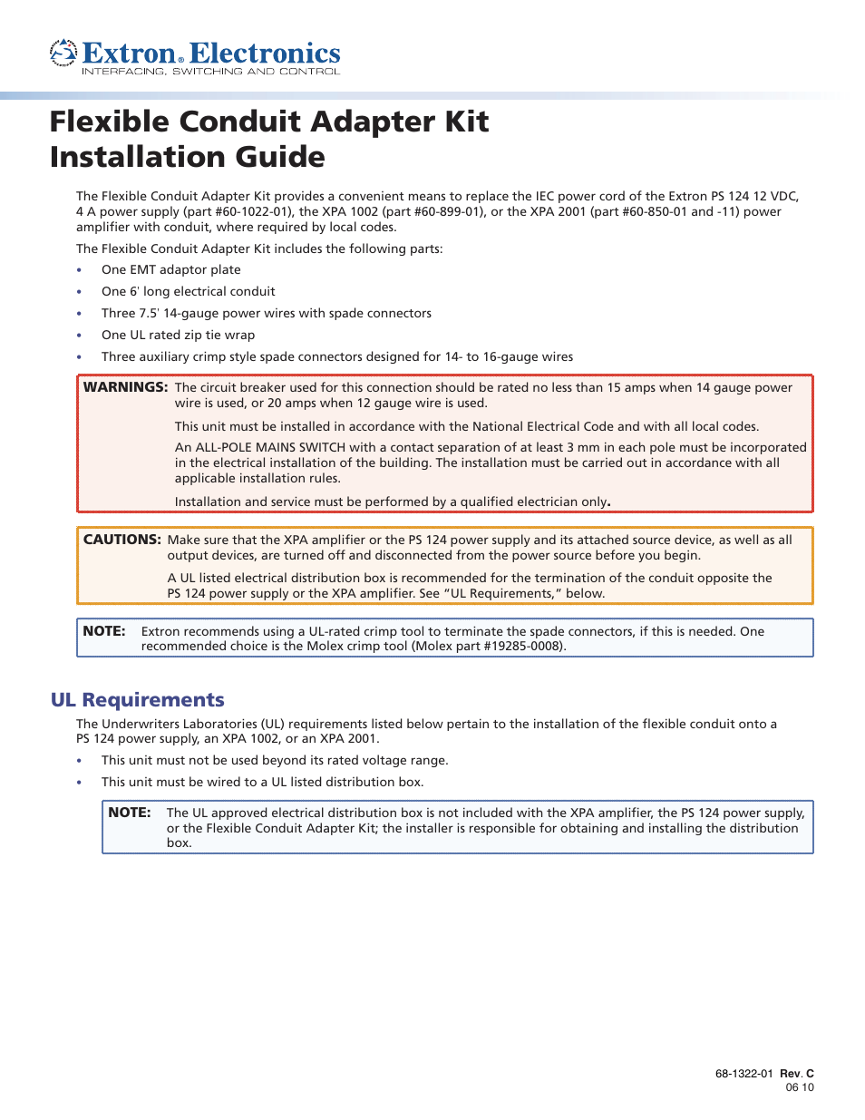 Extron Electronics Flexible Conduit Adapter Kit User Manual | 4 pages