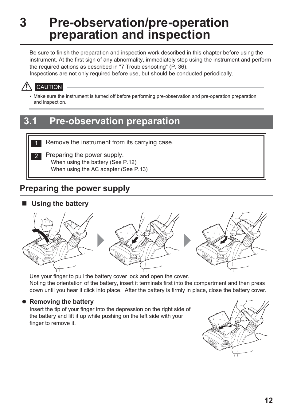 1 pre-observation preparation, Preparing the power supply | Olympus IPLEX UltraLite User Manual | Page 16 / 48
