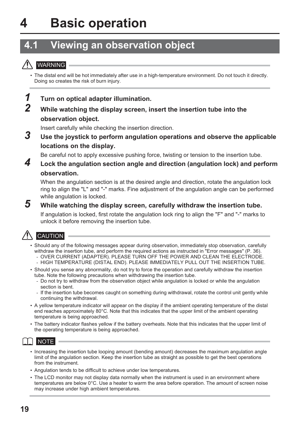 4basic operation, 1 viewing an observation object | Olympus IPLEX UltraLite User Manual | Page 23 / 48