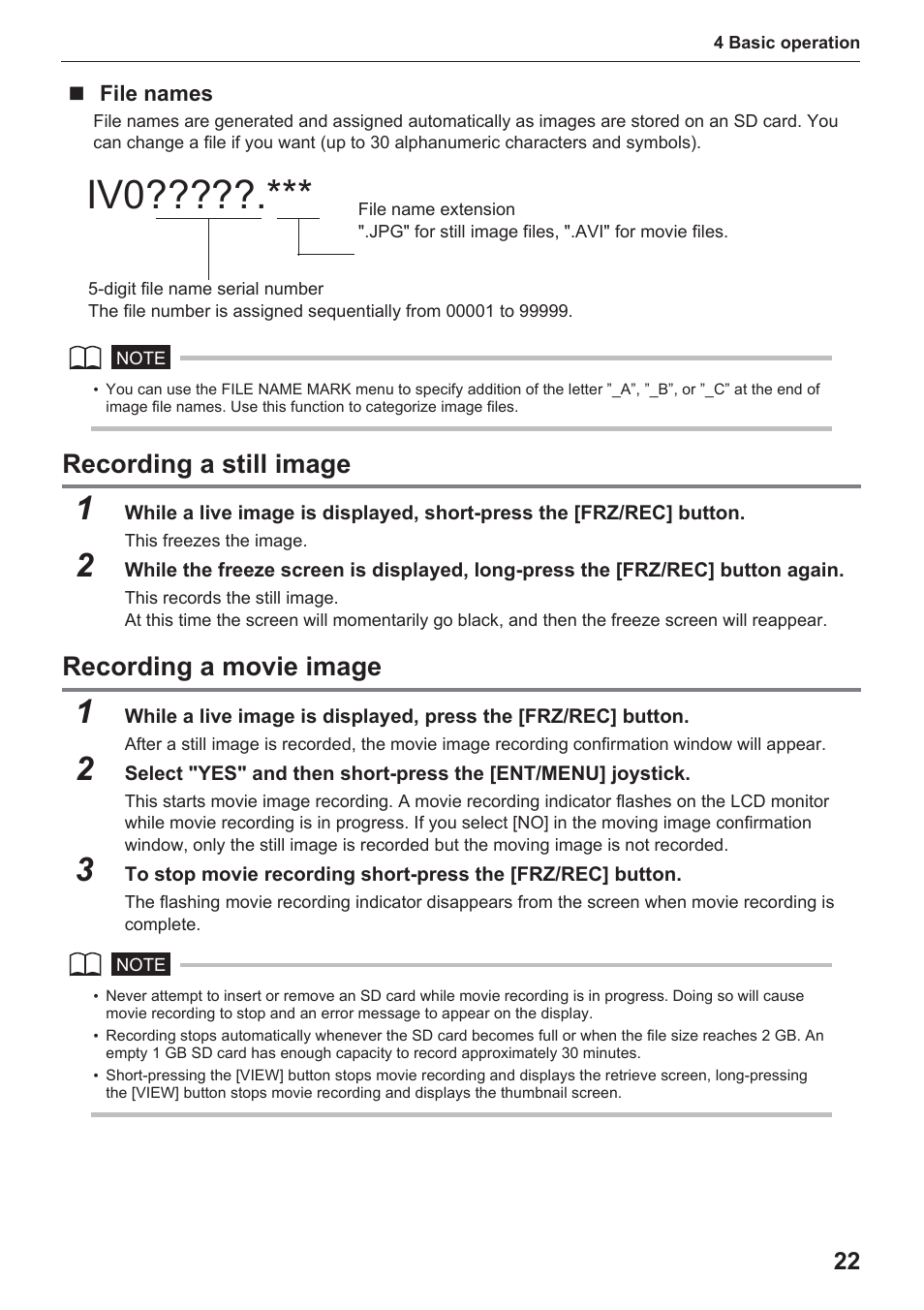 Recording a still image, Recording a movie image | Olympus IPLEX UltraLite User Manual | Page 26 / 48