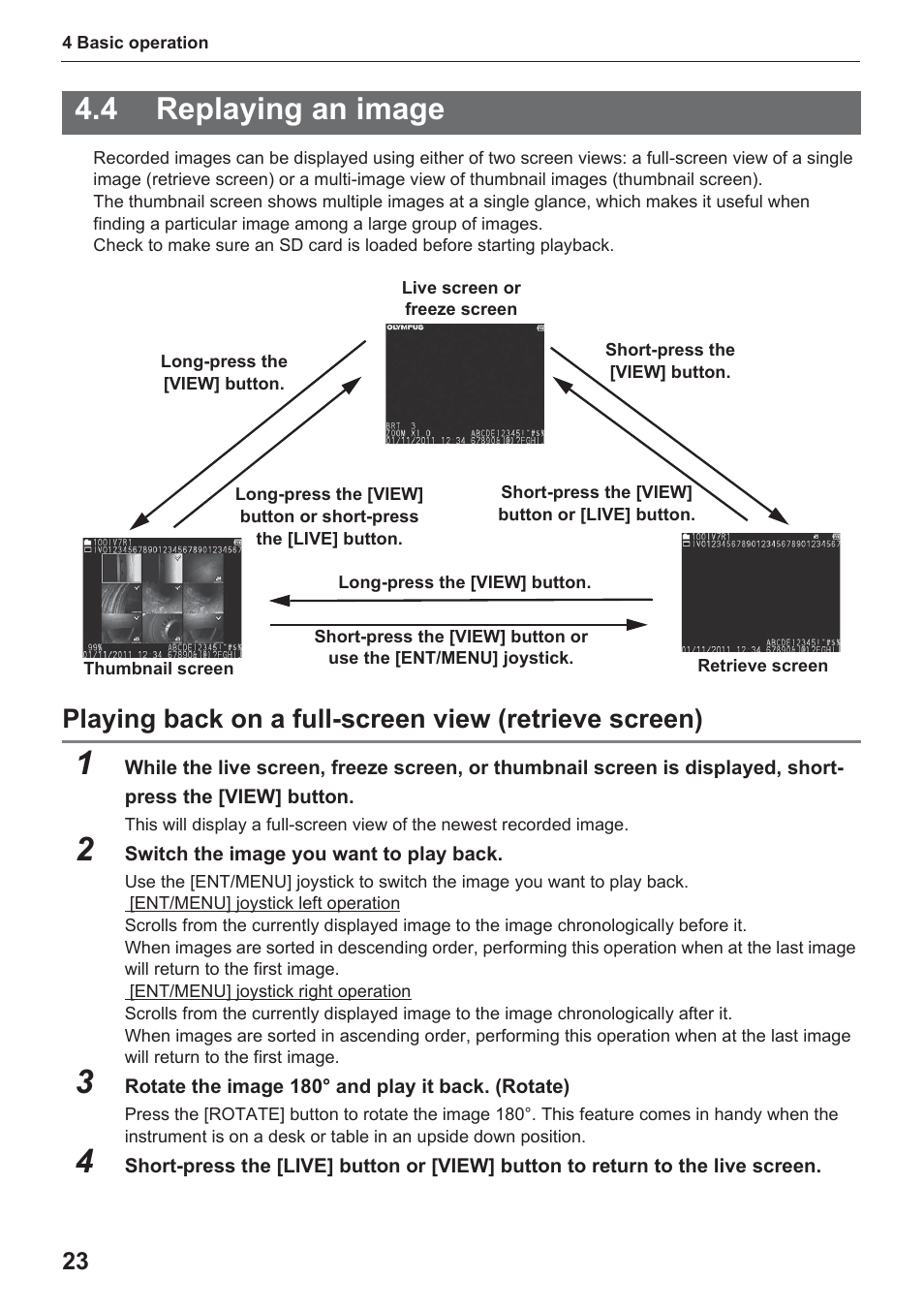 4 replaying an image | Olympus IPLEX UltraLite User Manual | Page 27 / 48