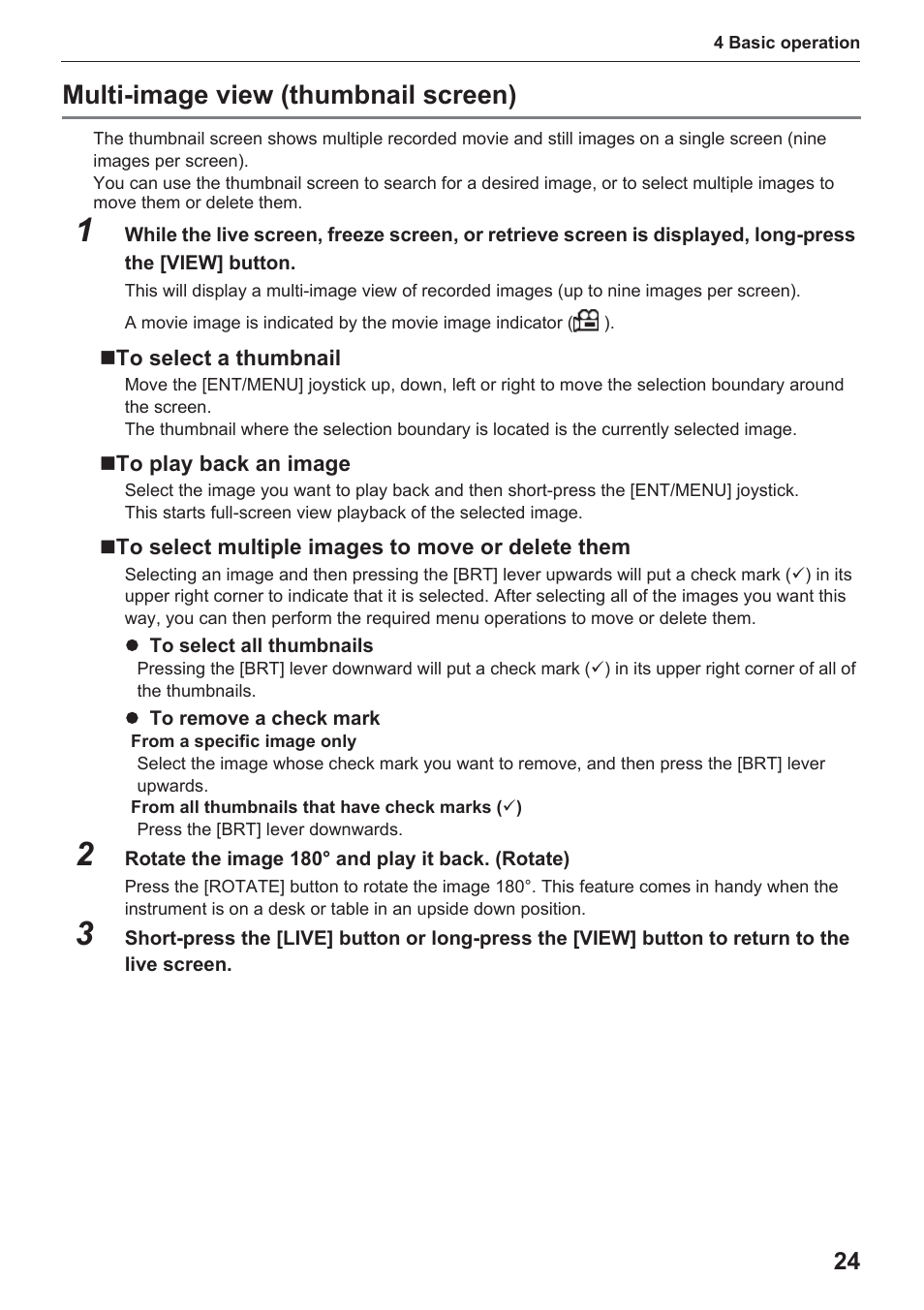 Multi-image view (thumbnail screen) | Olympus IPLEX UltraLite User Manual | Page 28 / 48