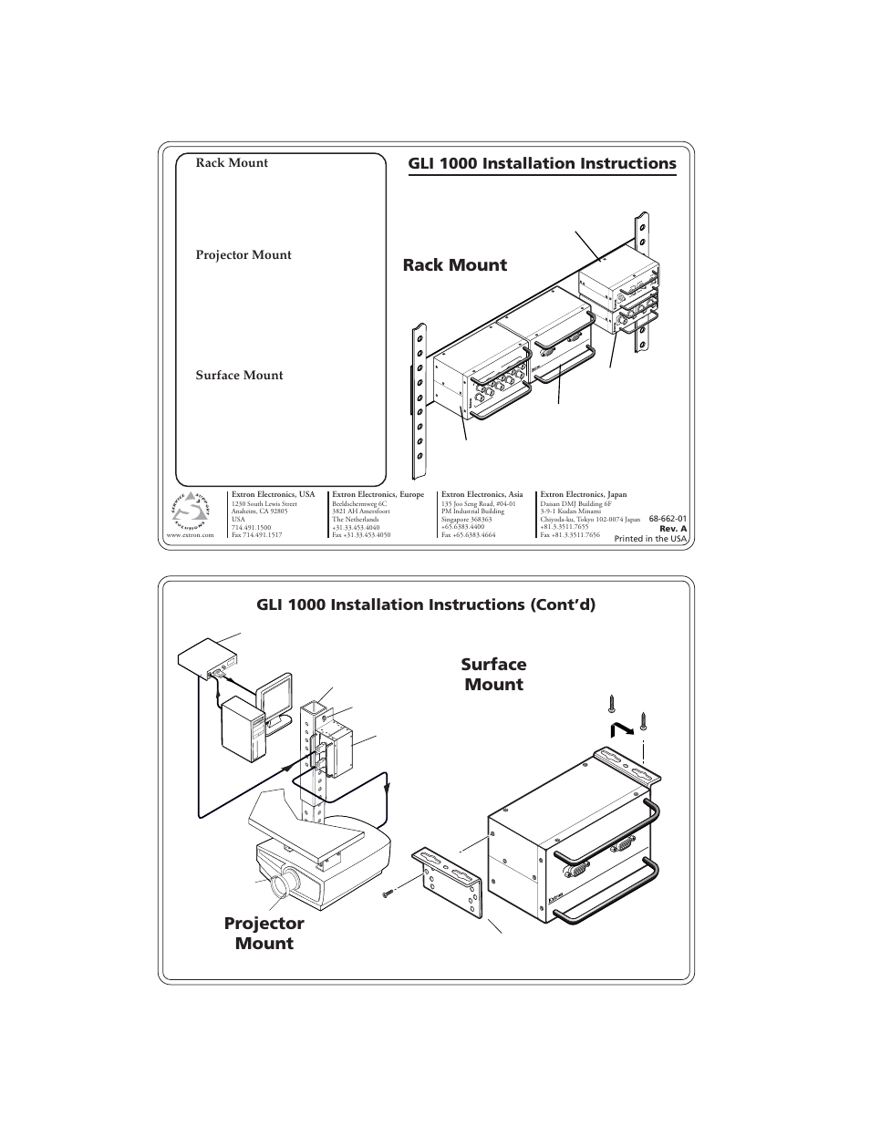 Extron Electronics GLI 1000 Installation User Manual | 1 page