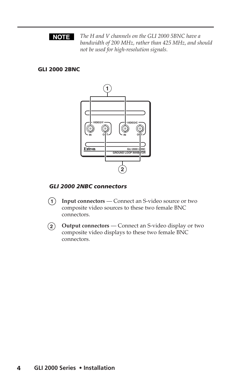 Extron Electronics GLI 2000 2BNC User Manual | Page 5 / 8