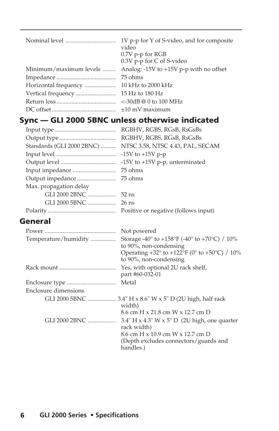 General | Extron Electronics GLI 2000 2BNC User Manual | Page 7 / 8