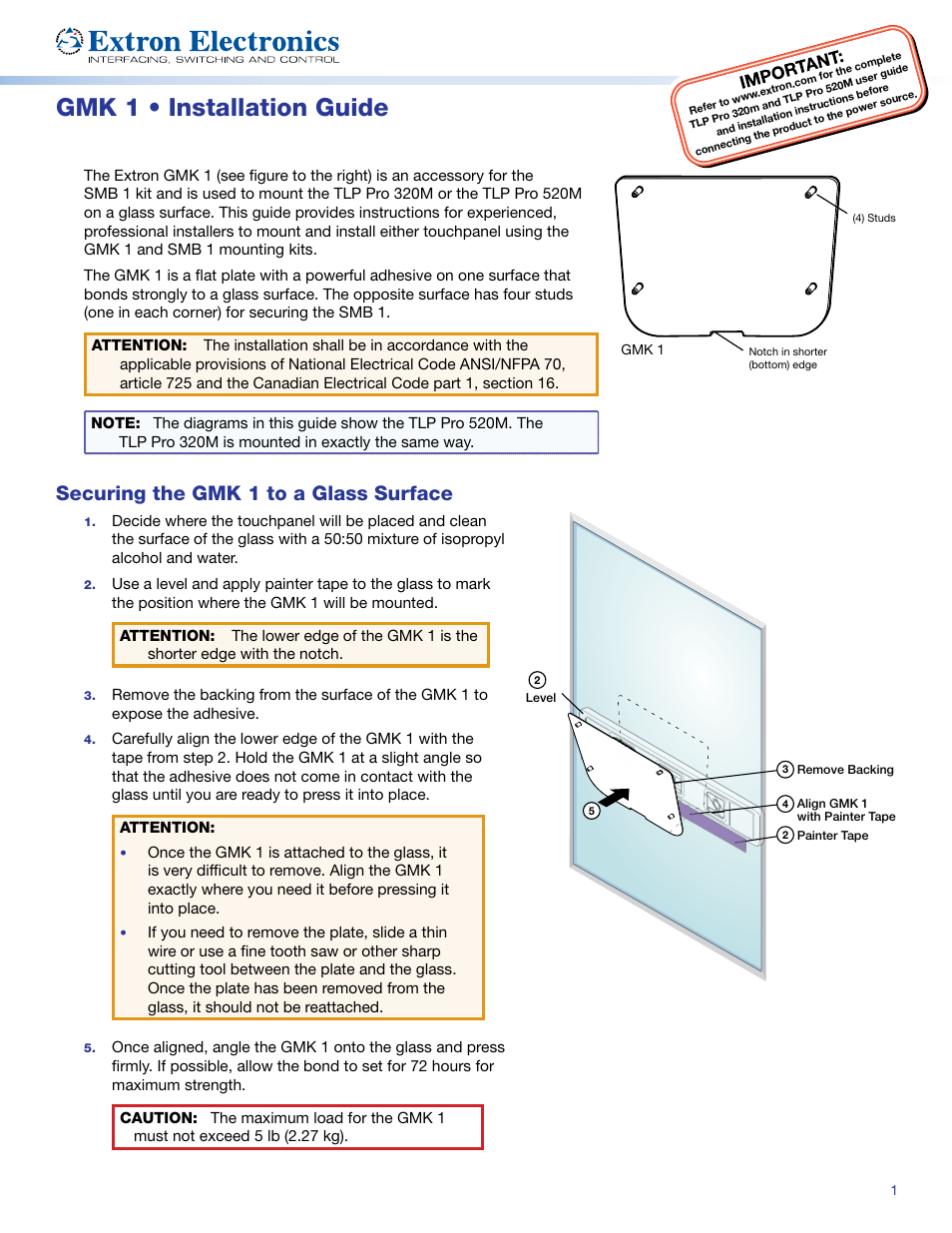 Extron Electronics GMK 1 User Manual | 2 pages