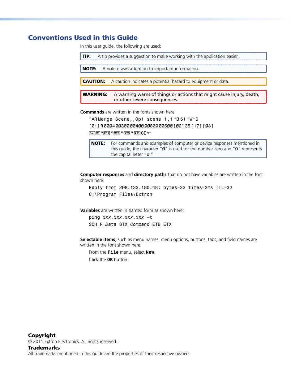 Conventions used in this guide | Extron Electronics HDMI 101 Plus User Guide User Manual | Page 4 / 18