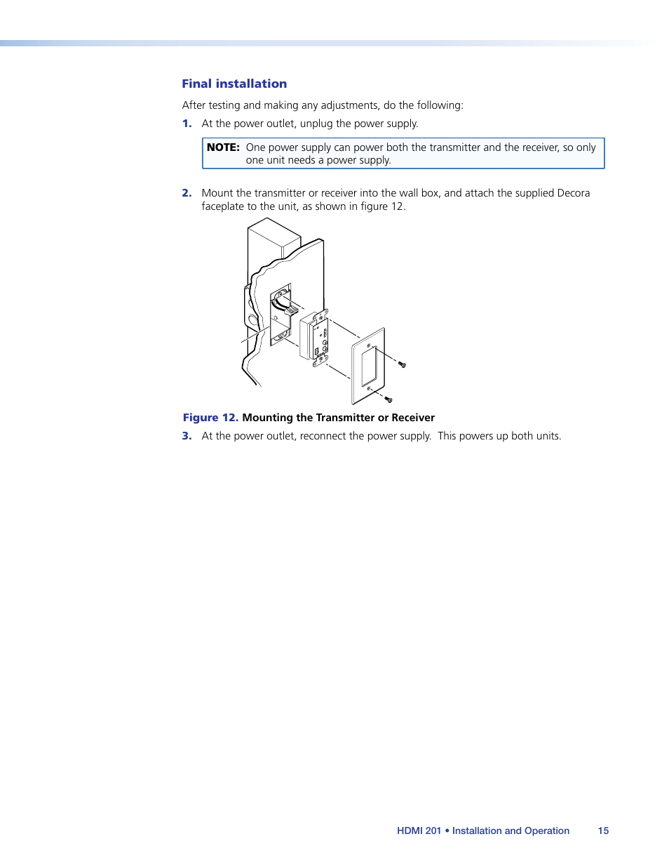 Final installation, Tx rx | Extron Electronics HDMI 201 User Manual | Page 19 / 40