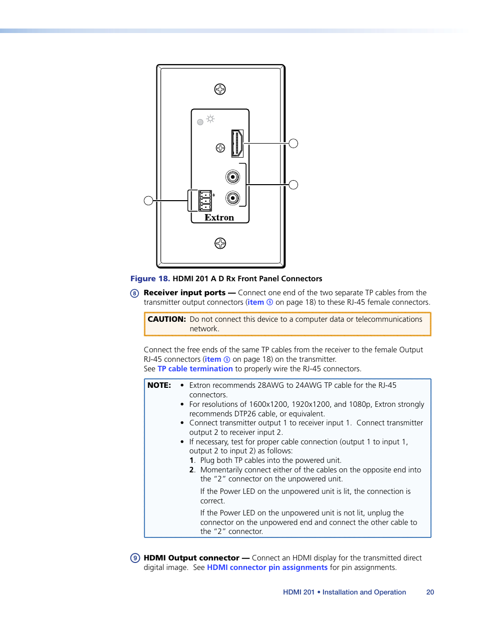 Item | Extron Electronics HDMI 201 User Manual | Page 24 / 40