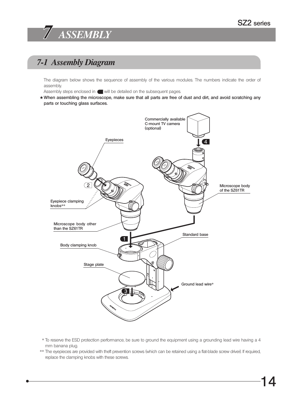 Assembly, 1 assembly diagram | Olympus SZ61 User Manual | Page 17 / 28