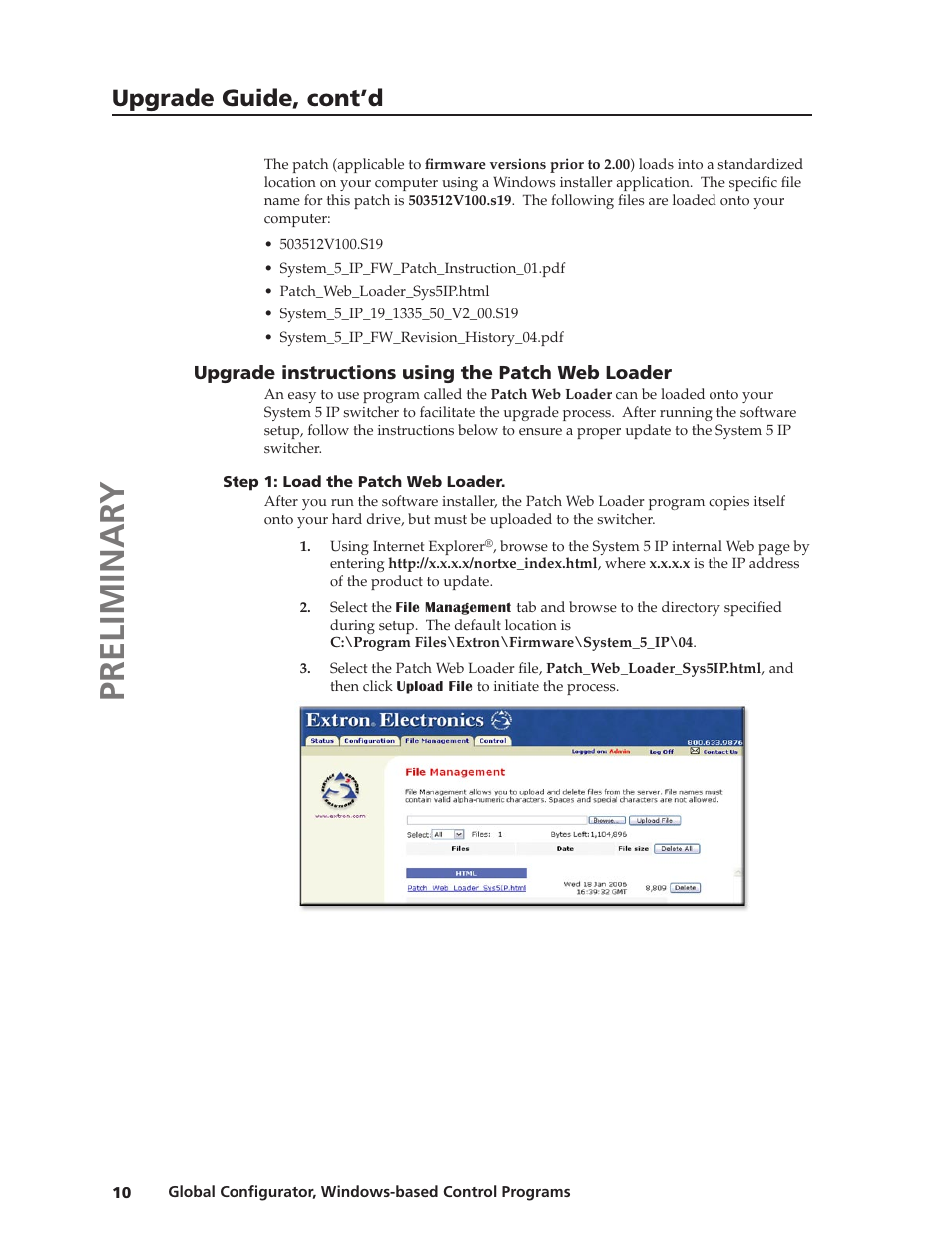 Preliminar y, Upgrade guide, cont’d | Extron Electronics Global Conﬁgurator 2.2 User Manual | Page 11 / 16