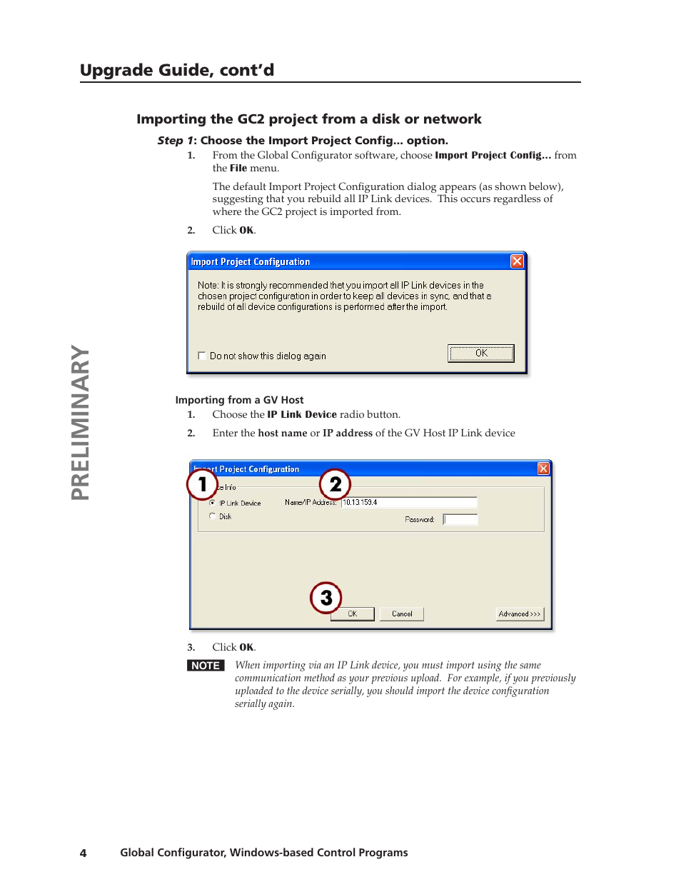 Preliminar y, Upgrade guide, cont’d | Extron Electronics Global Conﬁgurator 2.2 User Manual | Page 5 / 16