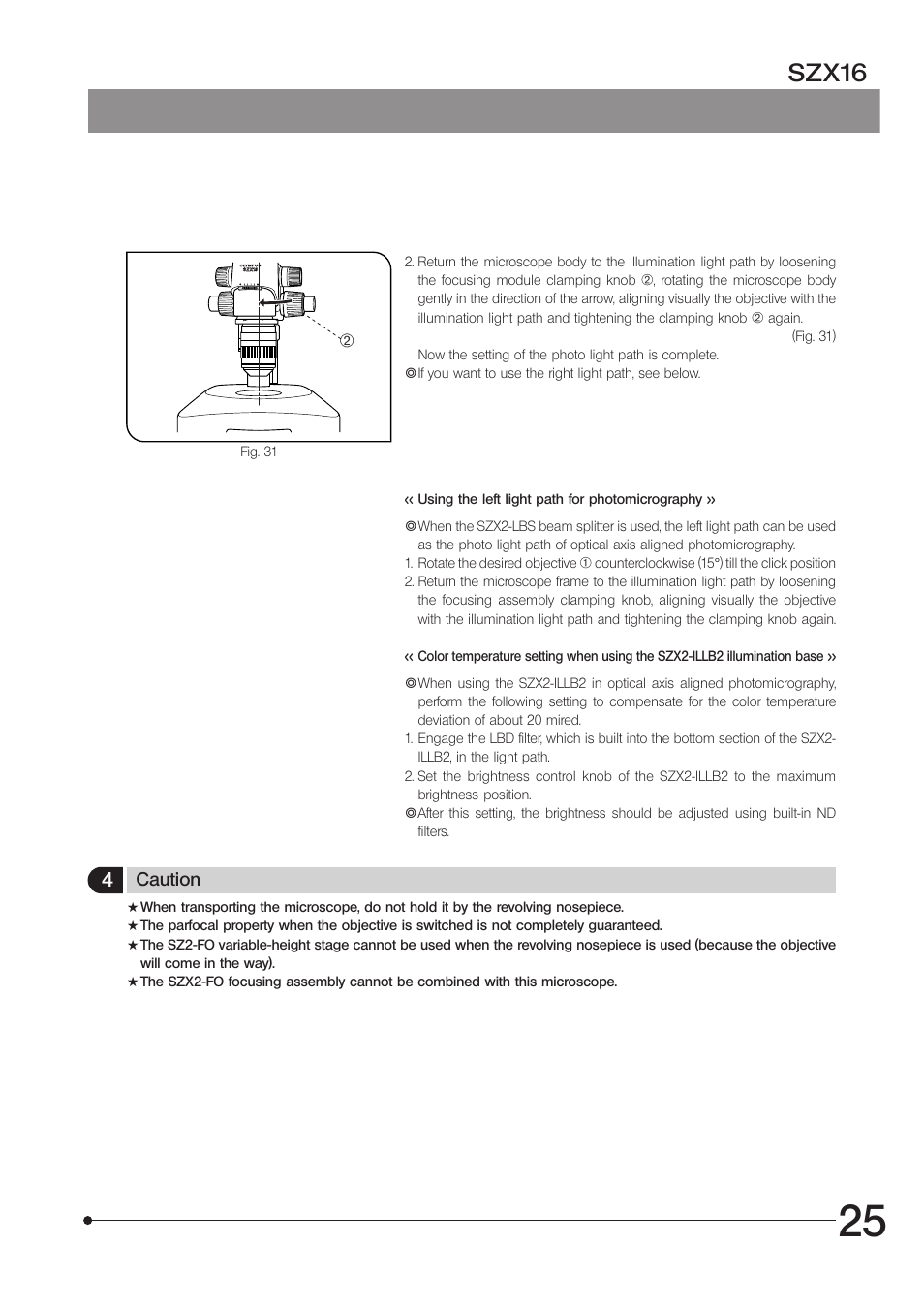 Szx16 | Olympus SZX16 User Manual | Page 29 / 36