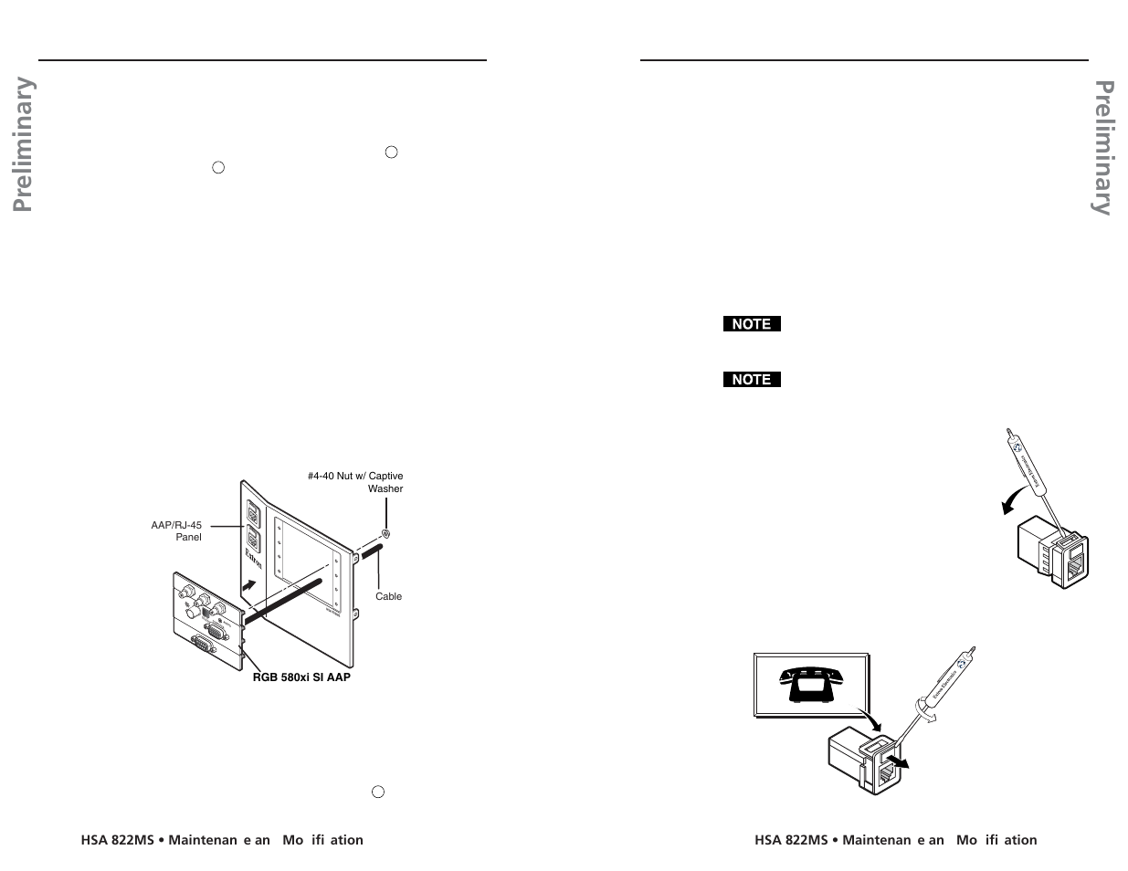 Pr eliminary pr eliminary, Maintenance and modifications, cont’d, Replacing the bezels | Extron Electronics HSA 822MS User’s Manual User Manual | Page 21 / 35