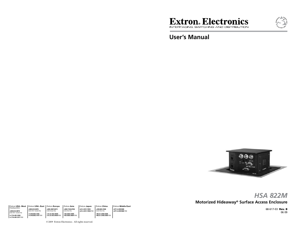 Extron Electronics HSA 822M User’s Manual User Manual | 31 pages