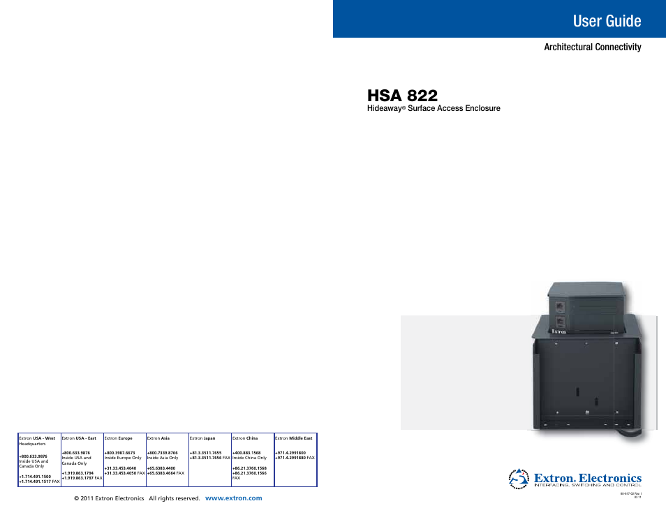 Extron Electronics HSA 822 User Guide User Manual | 23 pages