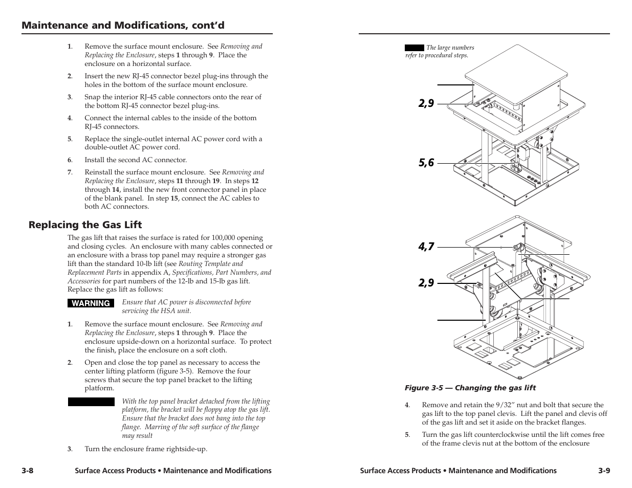 Maintenance and modifications, cont’d, Replacing the gas lift | Extron Electronics HSA 802 User Guide User Manual | Page 16 / 25
