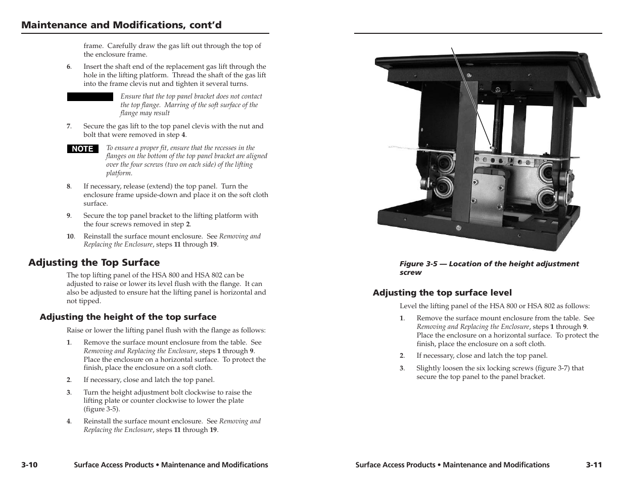 Maintenance and modifications, cont’d, Adjusting the top surface | Extron Electronics HSA 802 User Guide User Manual | Page 17 / 25