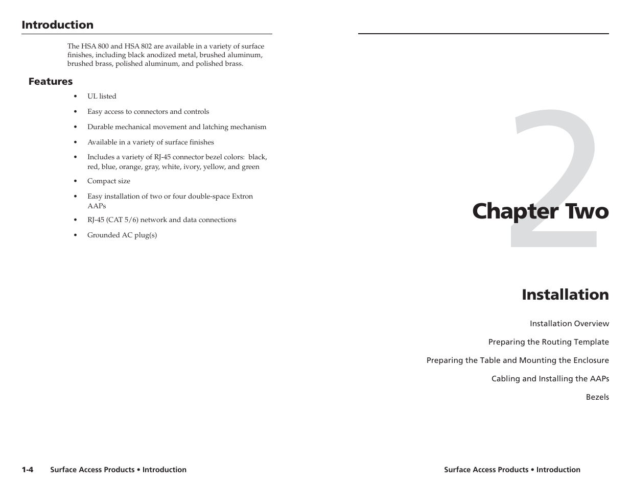 Chapter two | Extron Electronics HSA 802 User Guide User Manual | Page 6 / 25
