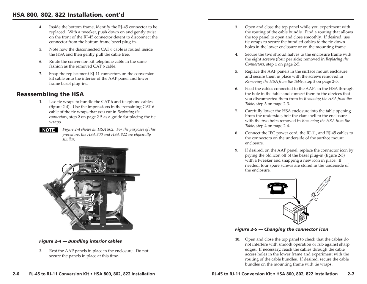 Reassembling the hsa | Extron Electronics RJ-11 Installation User Manual | Page 12 / 13