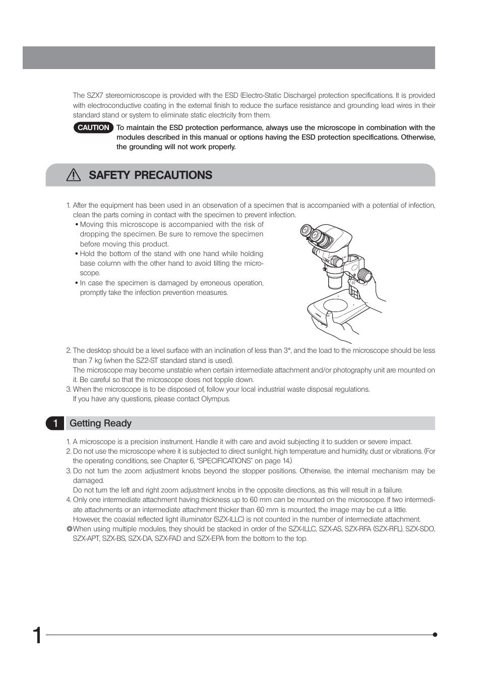 Important, Safety precautions | Olympus SZX7 User Manual | Page 4 / 32