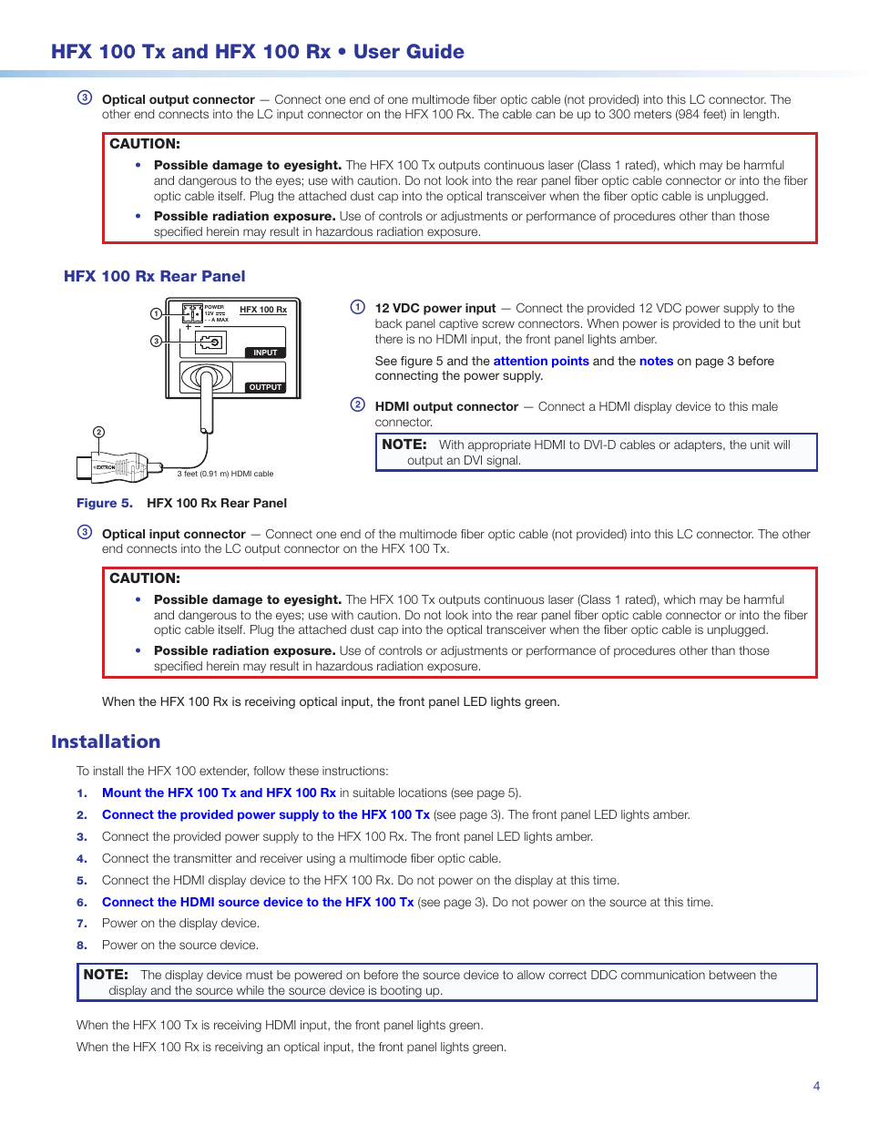 Installation | Extron Electronics HFX 100 Rx User Manual | Page 4 / 5
