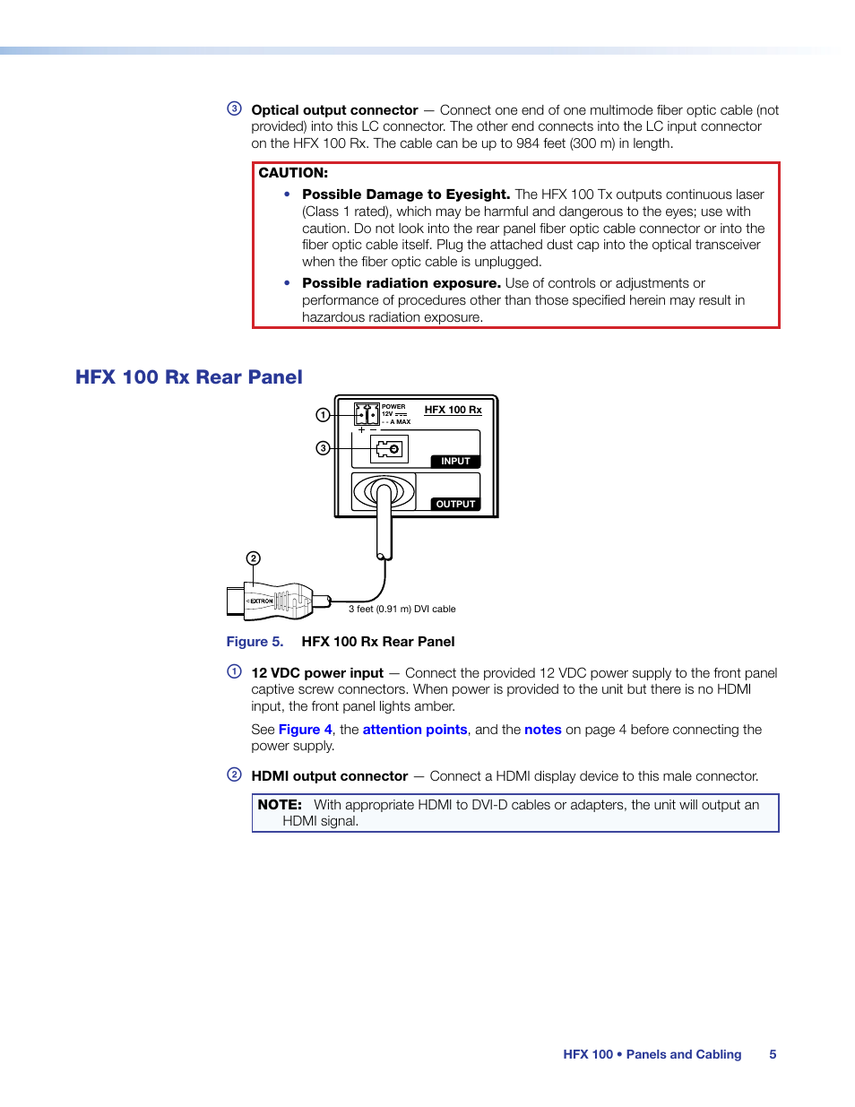 Hfx 100 rx rear panel, A c b | Extron Electronics HFX 100 Series User’s Guide User Manual | Page 11 / 16