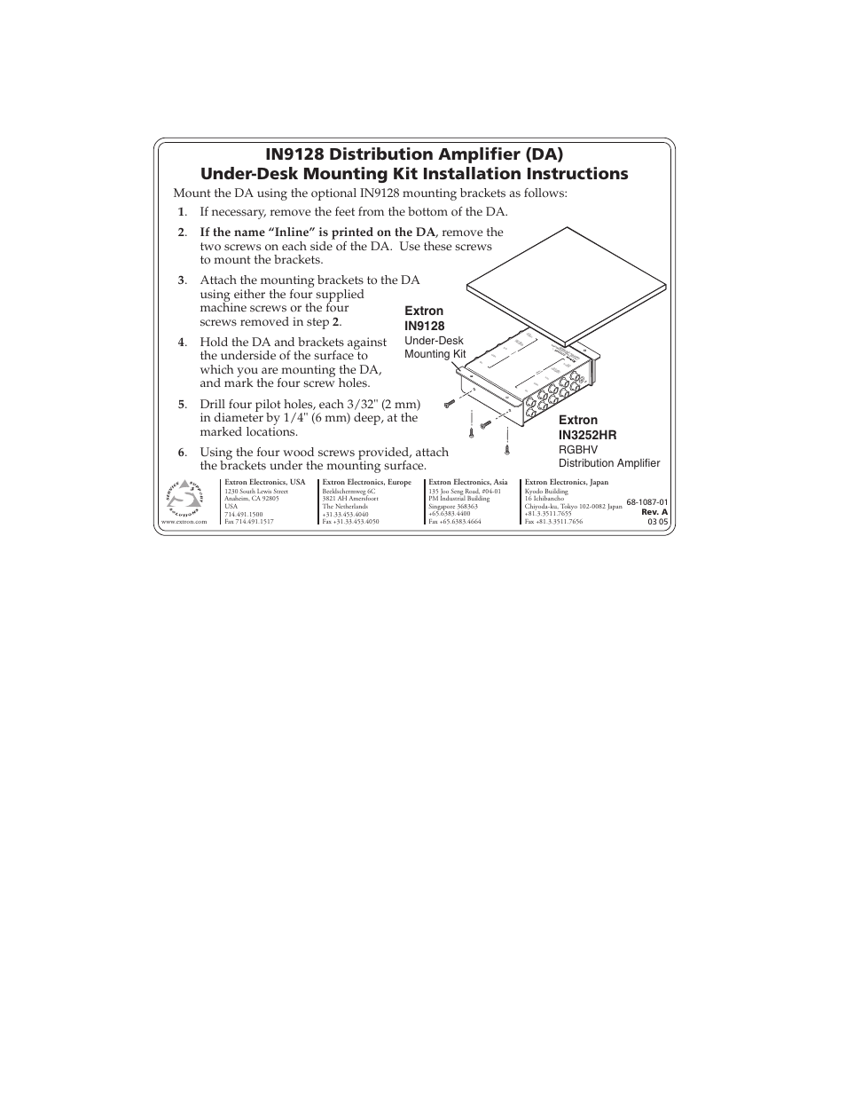 Extron Electronics IN9128 User Manual | 1 page