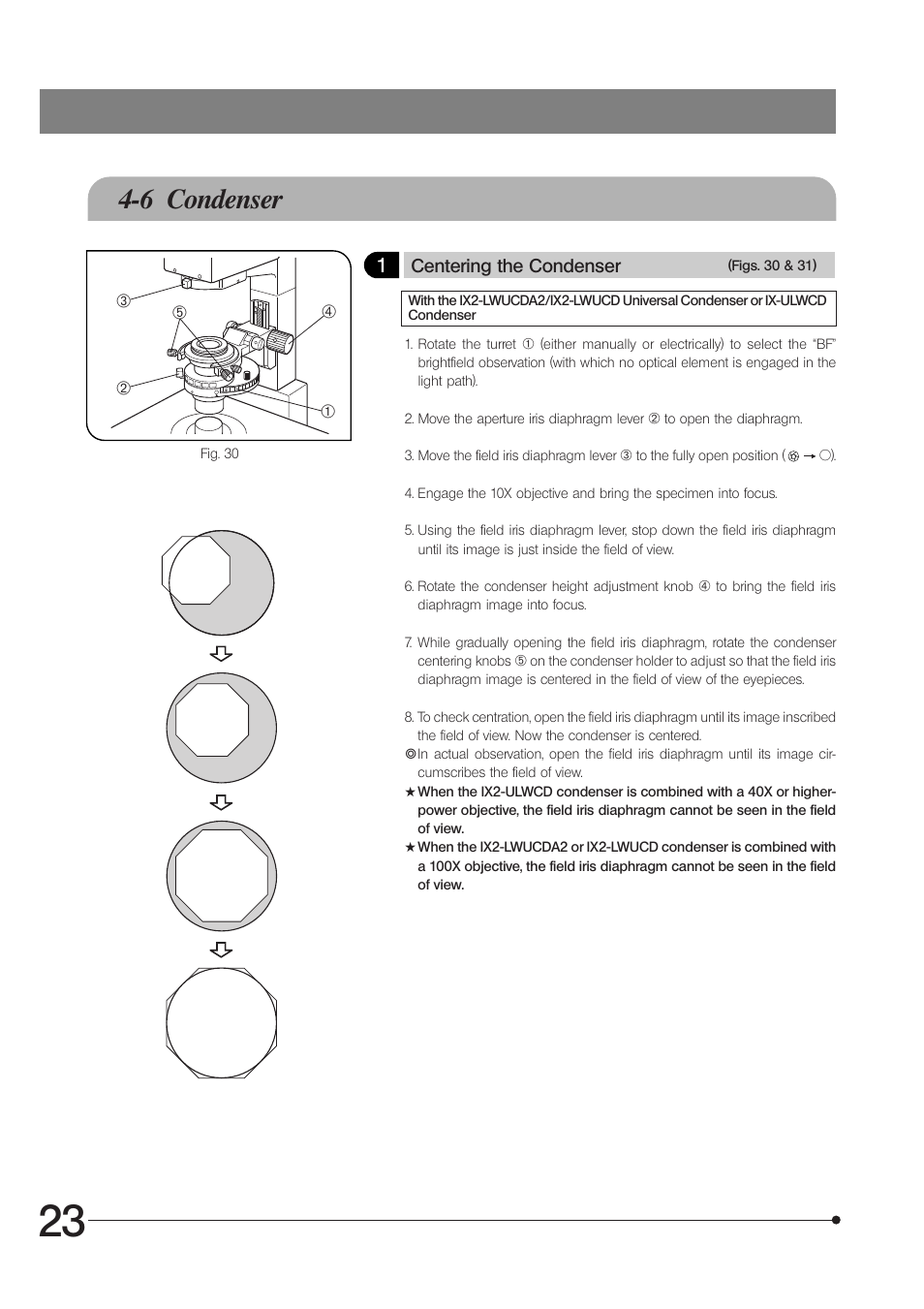 6 condenser | Olympus IX81 User Manual | Page 28 / 68