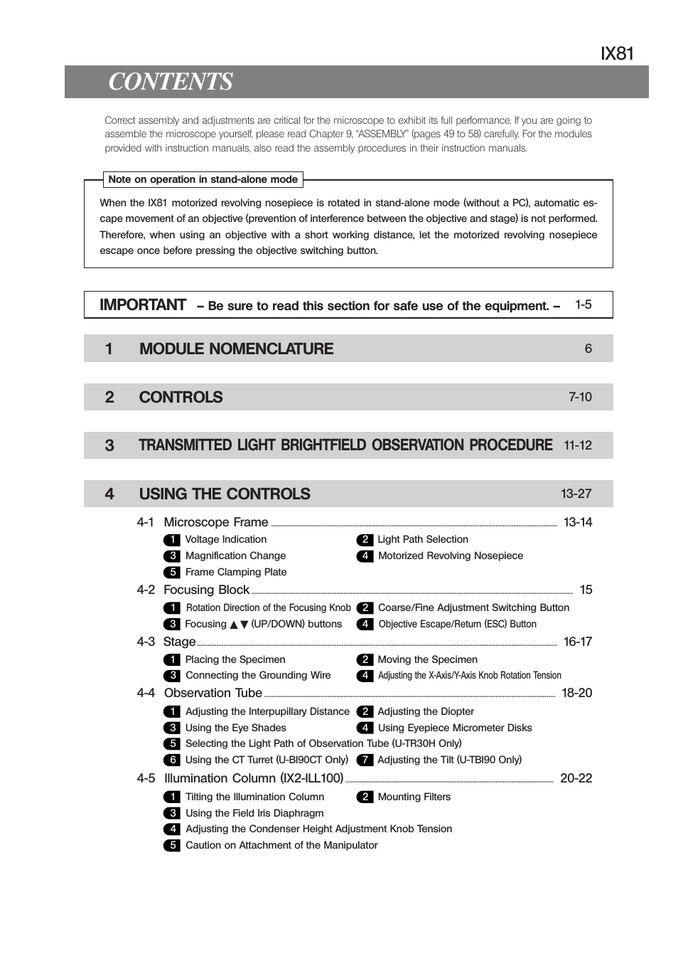 Olympus IX81 User Manual | Page 3 / 68