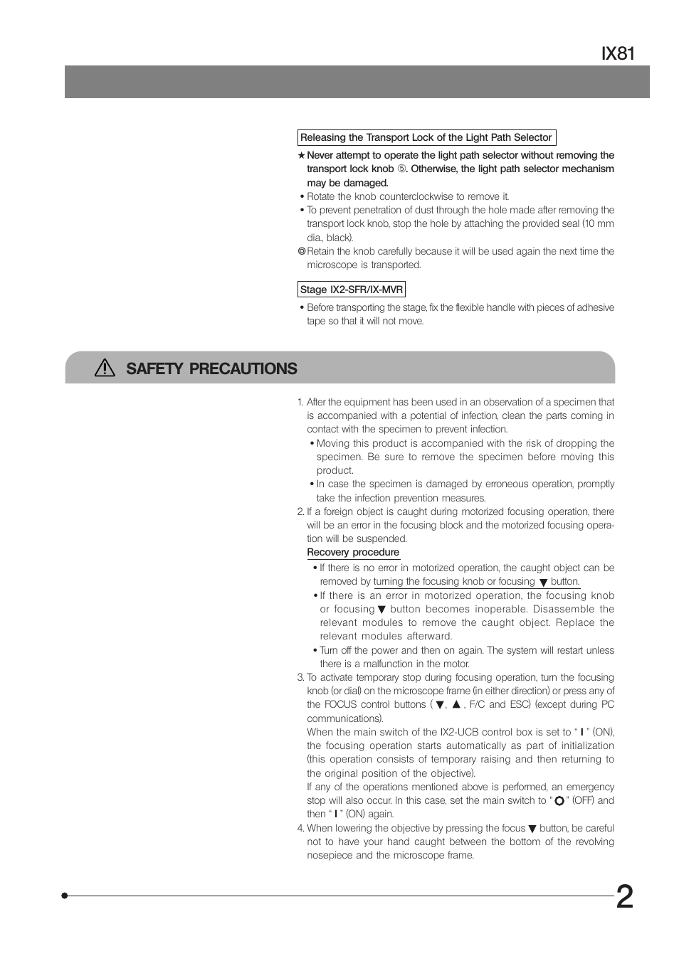 Ix81, Safety precautions | Olympus IX81 User Manual | Page 7 / 68