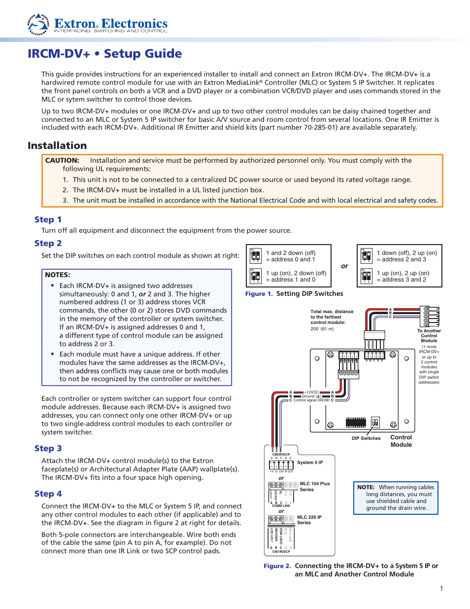 Extron Electronics IRCM-DV+ User Manual | 2 pages